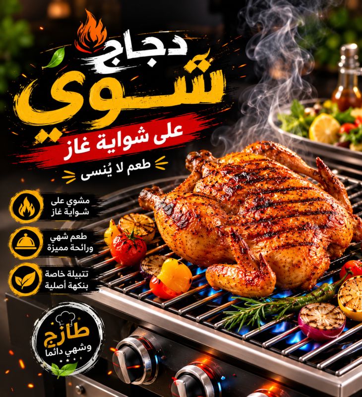 دجاج شوي غاز
